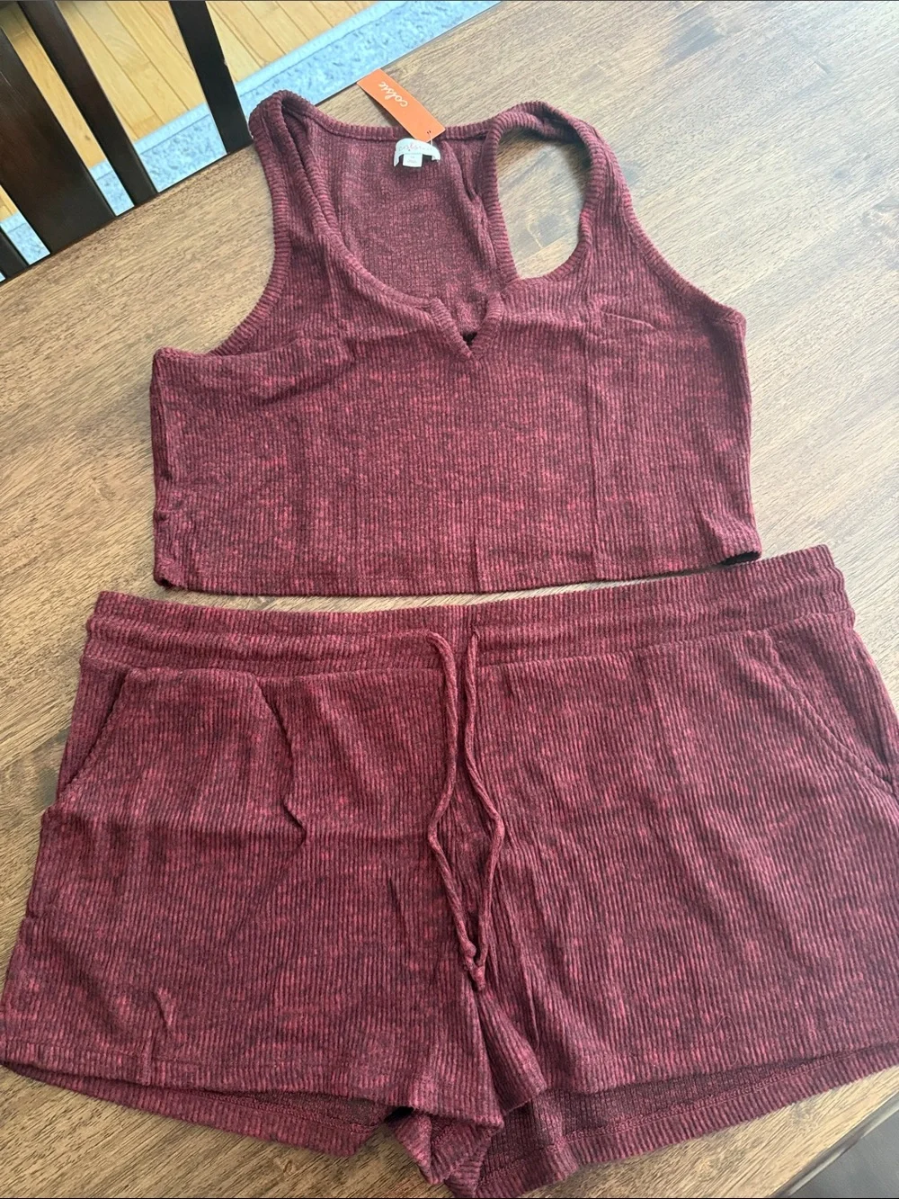 Colsie Crisp Berry ribbed tank and shorts pajama set